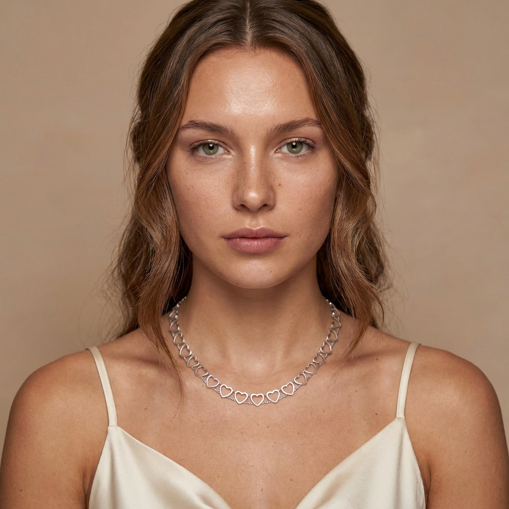 Heart Silver Chocker Necklace