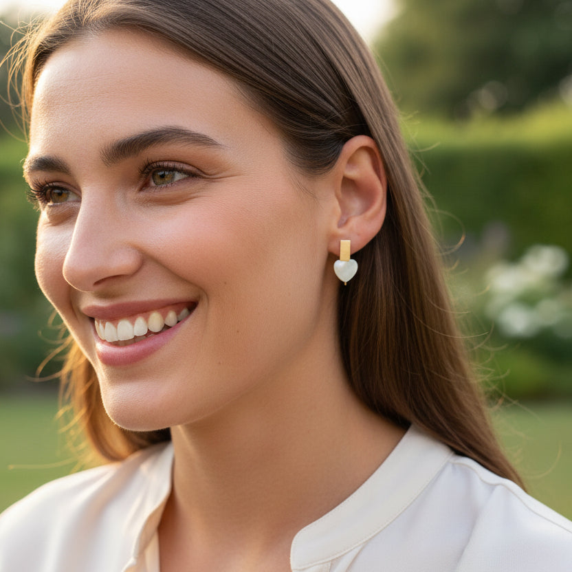 Mother Of Pearl heart errings
