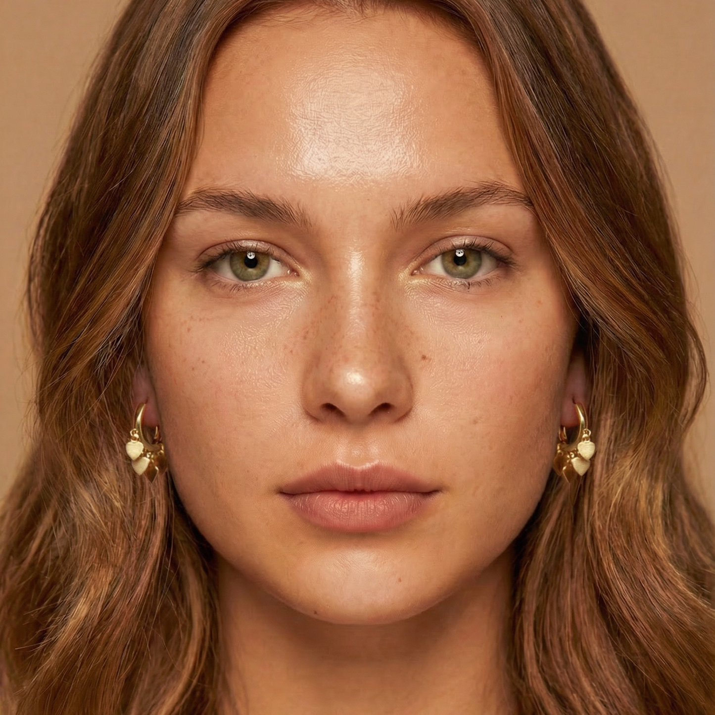 Fe Dangle Heart Hoop Gold