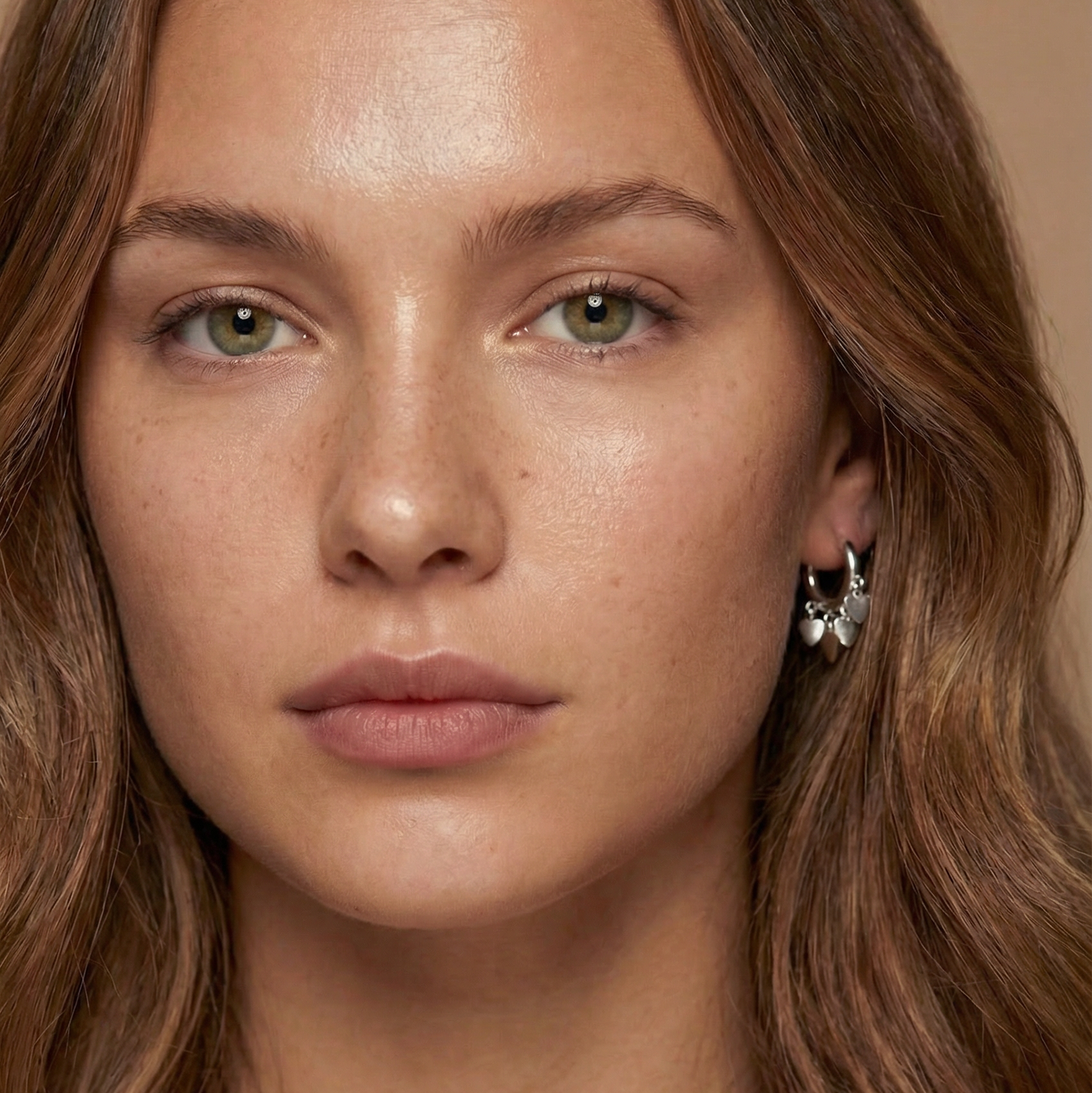 Fe Dangle Heart Hoop Silver